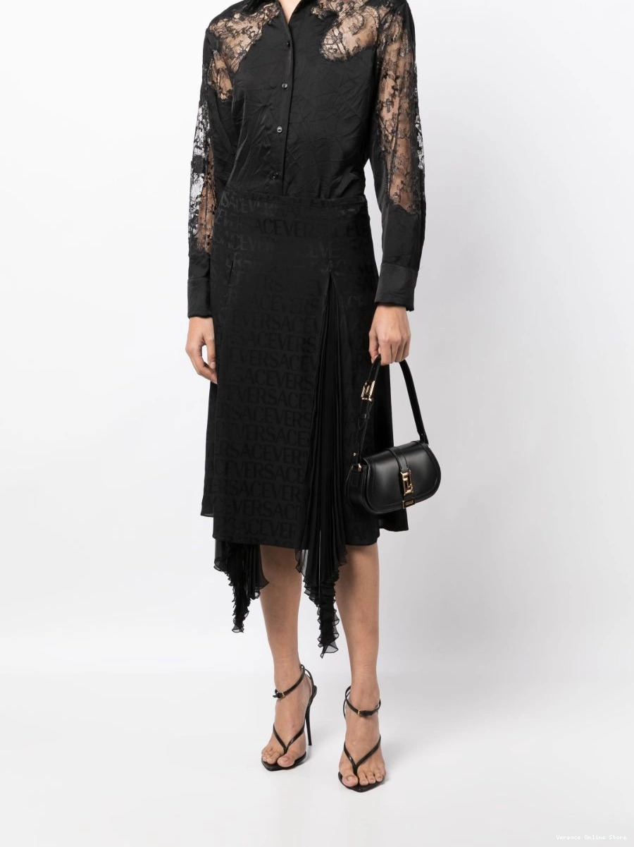 Affordable Women Versace crinkled sheer-lace satin shirt 0819